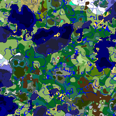 Predicted biome map of Java 1.19.2 seed 7128399809022575445 around estimated spawn