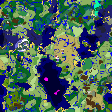 Predicted biome map of Java 1.19.2 seed 827888473250217462 around estimated spawn