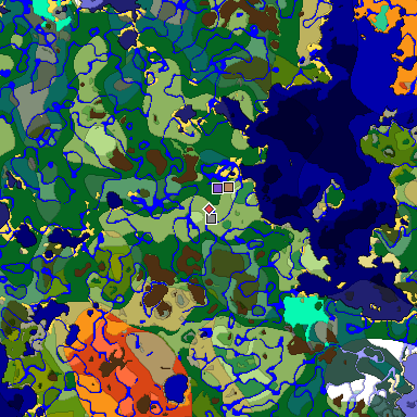 Predicted biome map of Java 1.19.2 seed 2072725988911498 around estimated spawn