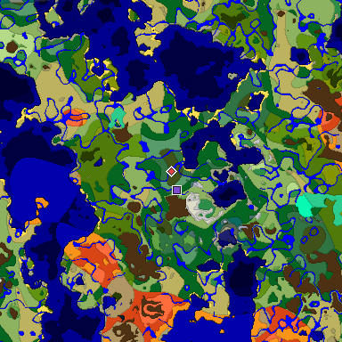Predicted biome map of Java 1.19.2 seed -4841627948099438356 around estimated spawn