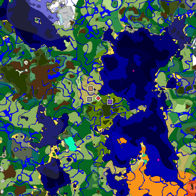 Predicted biome map of Java 1.19.2 seed -2064201272795537258 around estimated spawn