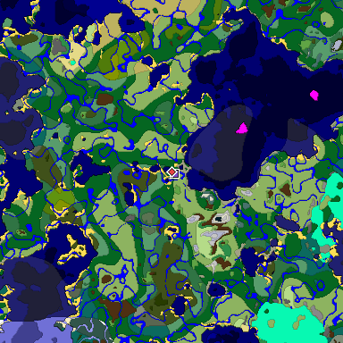 Predicted biome map of Java 1.19.2 seed -4228260876025610487 around estimated spawn