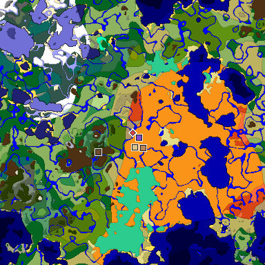 Predicted biome map of Java 1.19.2 seed -8771310957341988530 around estimated spawn