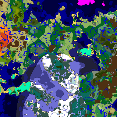 Predicted biome map of Java 1.19.2 seed 3862611217416458033 around estimated spawn