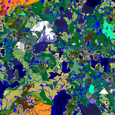 Predicted biome map of Java 1.19.2 seed 867578039812466894 around estimated spawn