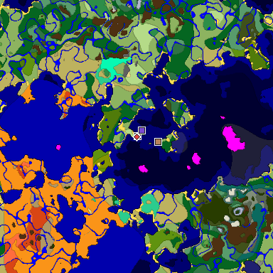 Predicted biome map of Java 1.19.2 seed 3111647623607229798 around estimated spawn