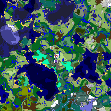 Predicted biome map of Java 1.19.2 seed 4911513888658118450 around estimated spawn