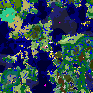 Predicted biome map of Java 1.19.2 seed 4754958038689077840 around estimated spawn