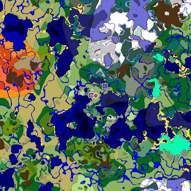 Predicted biome map of Java 1.19.2 seed -1468650545155055066 around estimated spawn