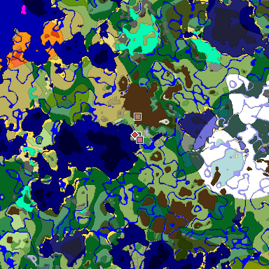 Predicted biome map of Java 1.19.2 seed -6892423505772283514 around estimated spawn