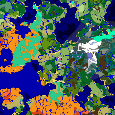 Predicted biome map of Java 1.19.2 seed -4420239080728592677 around estimated spawn
