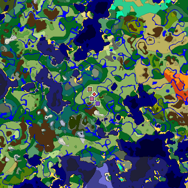 Predicted biome map of Java 1.19.2 seed 8339792370467260987 around estimated spawn