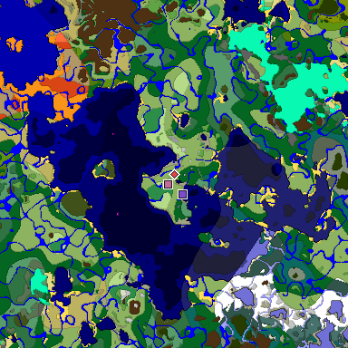 Predicted biome map of Java 1.19.2 seed -3927360905522592966 around estimated spawn