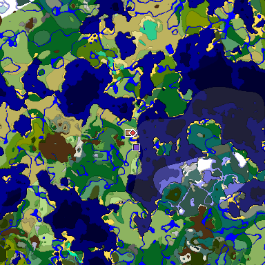 Predicted biome map of Java 1.19.2 seed 5966671198466152994 around estimated spawn