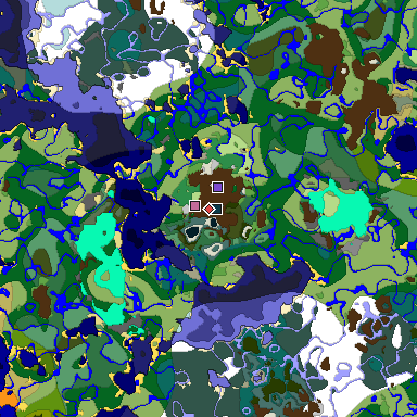 Predicted biome map of Java 1.19.2 seed -4973015821279375339 around estimated spawn