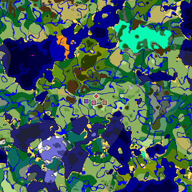 Predicted biome map of Java 1.19.2 seed -6441836633004327617 around estimated spawn