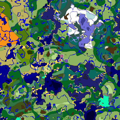 Predicted biome map of Java 1.19.2 seed 4535399764181078681 around estimated spawn