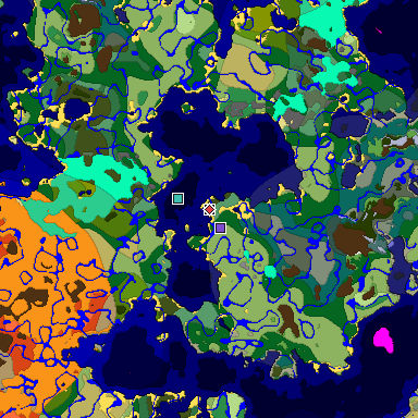Predicted biome map of Java 1.19.2 seed -6360922910082084933 around estimated spawn