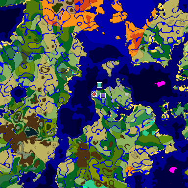 Predicted biome map of Java 1.19.2 seed -8648827502661469621 around estimated spawn