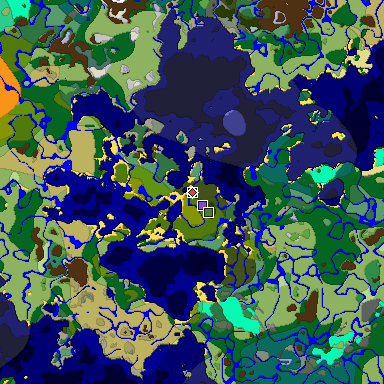 Predicted biome map of Java 1.19.2 seed 513849796882761625 around estimated spawn