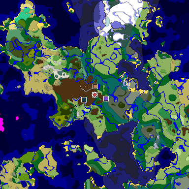 Predicted biome map of Java 1.19.2 seed -8860901272091069719 around estimated spawn