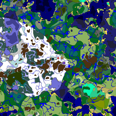 Predicted biome map of Java 1.19.2 seed -8662645529499301888 around estimated spawn