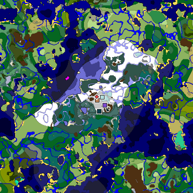 Predicted biome map of Java 1.19.2 seed 3901744931247287996 around estimated spawn
