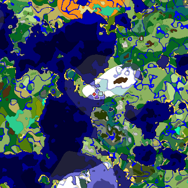 Predicted biome map of Java 1.19.2 seed 8282302504277225894 around estimated spawn