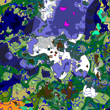Predicted biome map of Java 1.19.2 seed 8503660837206470198 around estimated spawn