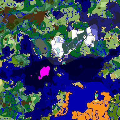 Predicted biome map of Java 1.19.2 seed 8400387786114883997 around estimated spawn