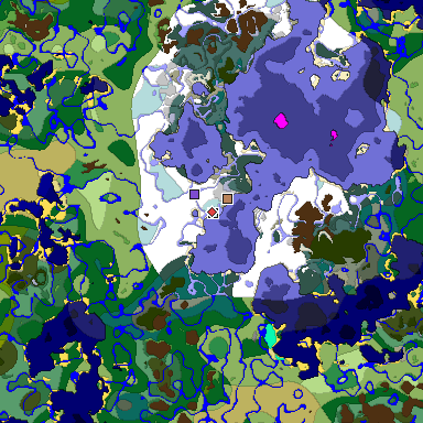 Predicted biome map of Java 1.19.2 seed 5621412340983512677 around estimated spawn