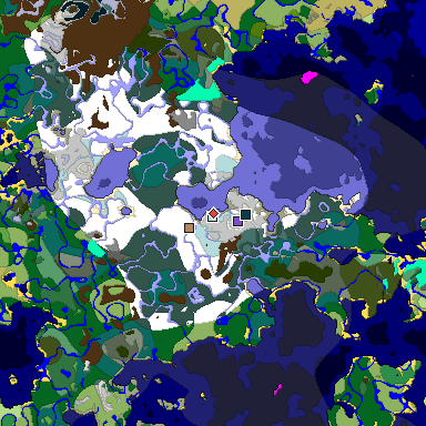 Predicted biome map of Java 1.19.2 seed -5981843911372624044 around estimated spawn