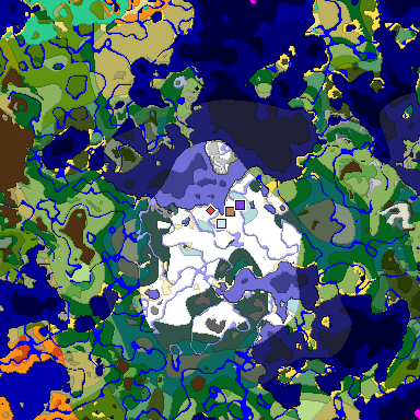 Predicted biome map of Java 1.19.2 seed 6358550592605822663 around estimated spawn