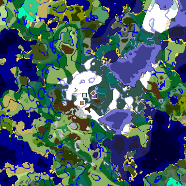 Predicted biome map of Java 1.19.2 seed -940316504284192098 around estimated spawn