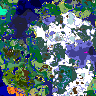 Predicted biome map of Java 1.19.2 seed 6714919392992842557 around estimated spawn