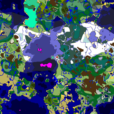 Predicted biome map of Java 1.19.2 seed 5819166728699086443 around estimated spawn