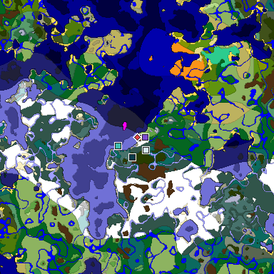 Predicted biome map of Java 1.19.2 seed 3753172604736280581 around estimated spawn