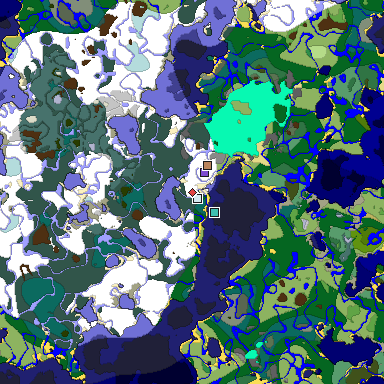 Predicted biome map of Java 1.19.2 seed 7094330736458278078 around estimated spawn