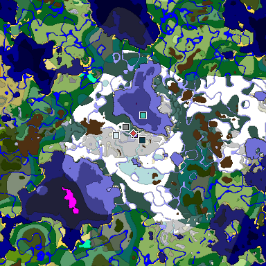 Predicted biome map of Java 1.19.2 seed 396717441045101926 around estimated spawn