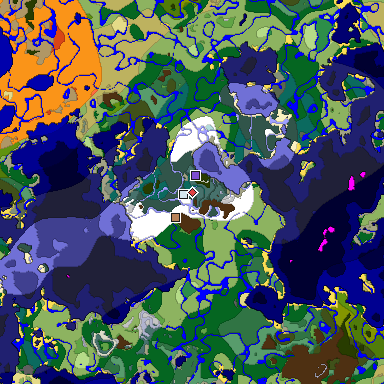 Predicted biome map of Java 1.19.2 seed -6943547889706314655 around estimated spawn