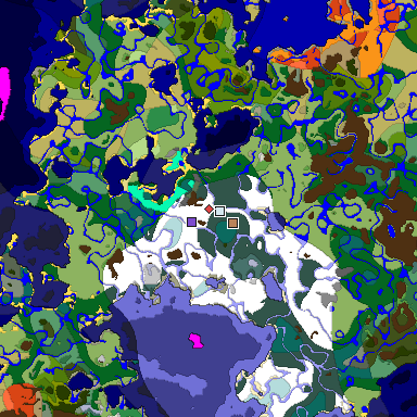 Predicted biome map of Java 1.19.2 seed -6519543291813746090 around estimated spawn