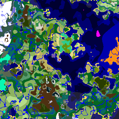 Map of Minecraft seed 164209468140811190 around spawn