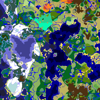 Map of Minecraft seed 8420736847334450365 around spawn