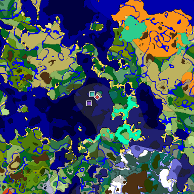 Predicted biome map of Java 1.19.2 seed 3644873357289710994 around estimated spawn