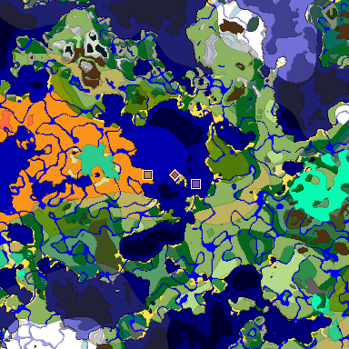 Predicted biome map of Java 1.19.2 seed 4020105281862860801 around estimated spawn