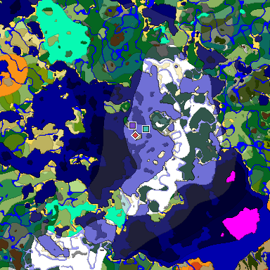 Predicted biome map of Java 1.19.2 seed 1163512216019625844 around estimated spawn