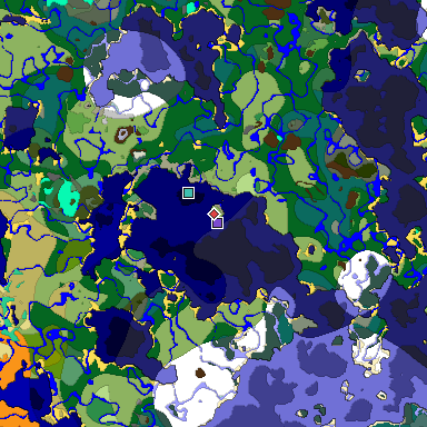 Predicted biome map of Java 1.19.2 seed 5362283456298754106 around estimated spawn