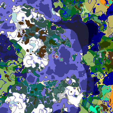 Predicted biome map of Java 1.19.2 seed 5356467127741978262 around estimated spawn