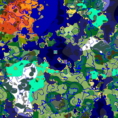 Predicted biome map of Java 1.19.2 seed 6808100312741515645 around estimated spawn