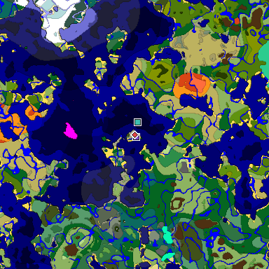 Predicted biome map of Java 1.19.2 seed -6231283639000126723 around estimated spawn